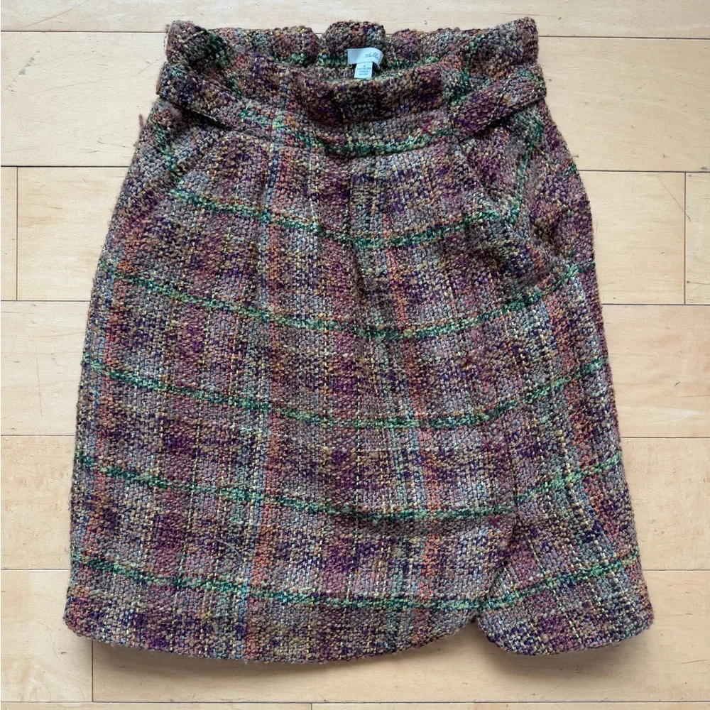 Anthropologie Odille Wool Blend Plaid Skirt, Sz 4, boucle, preppy classic office - Picture 13 of 13